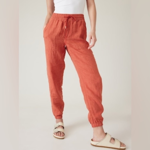 Nicole Miller Pants - Nicole Miller Light Red 100% Linen Joggers Pants Size Small